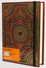 Бележник Paperblanks Diary 2014 Ventaglio Rosso Midi, Lined/ 4170