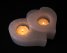 Свещник от хималайска сол - Две сърца, бял
