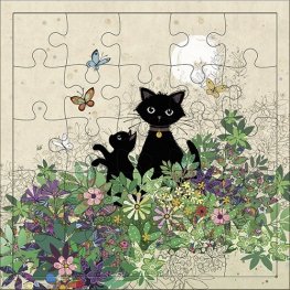Картичка пъзел - Коте в градина KIUB