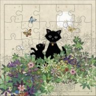 Картичка пъзел - Коте в градина KIUB