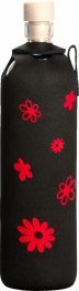 Бутилка FLASKA Neo Design 0.500L:Черен- червени цветя