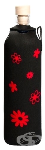Бутилка FLASKA Neo Design 0.750L:Черен - червени цветя