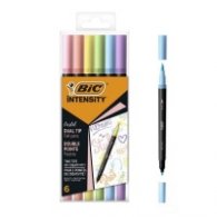 Флумастери BIC Intensity, двувърхи, 6 пастелни цвята, PVC опаковка 10910061
