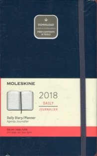 Moleskine 12 Month Daily Planner 2018, Large, Sapphire Blue, Hard Cover [5648]