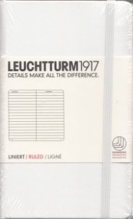Бележник Leuchtturm 1917 Pocket Liniert [Ruled], Hardcover, White/ 338 737