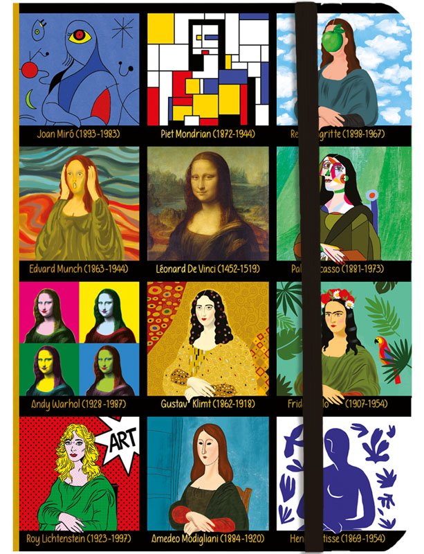 Бележник с ластик А6 - Мона Лиза CARTES D'ART
